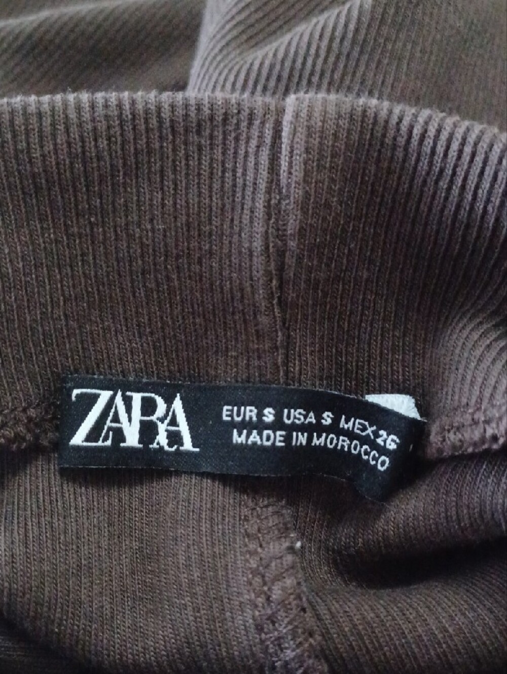 Zara Chocolate Brown Ribbed Ruffle Mini Dress - Picture 5 of 6